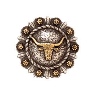Roped Berry Round Concho - Stierkopf 32mm